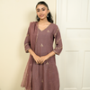 Wine Kota Doria Complete Suit Set