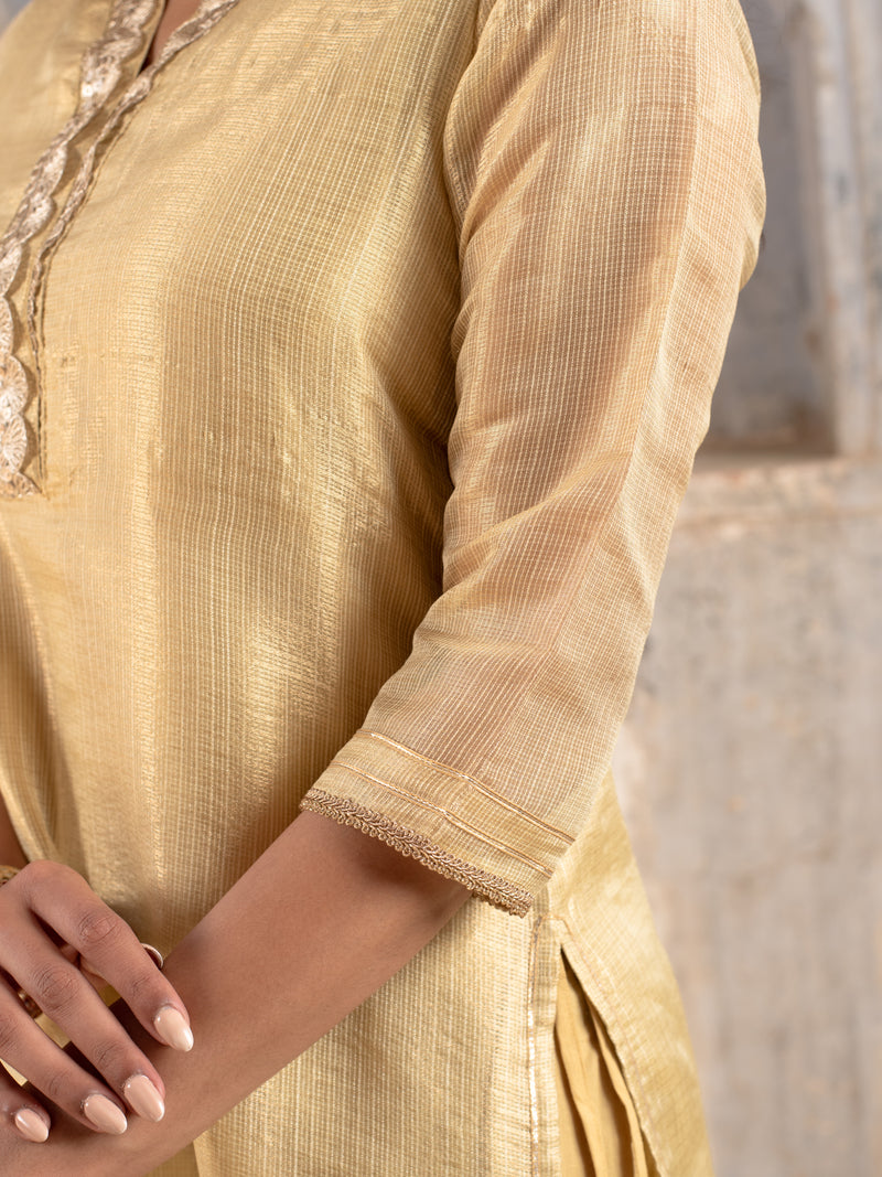 Gold Kota Silk Kurta For Women's
