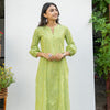 Green Cotton Handloom Kurta Pant Set For Women's