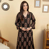 Black Colour Cotton V-Neck Abstract Print Bead Work Kurta For Women's