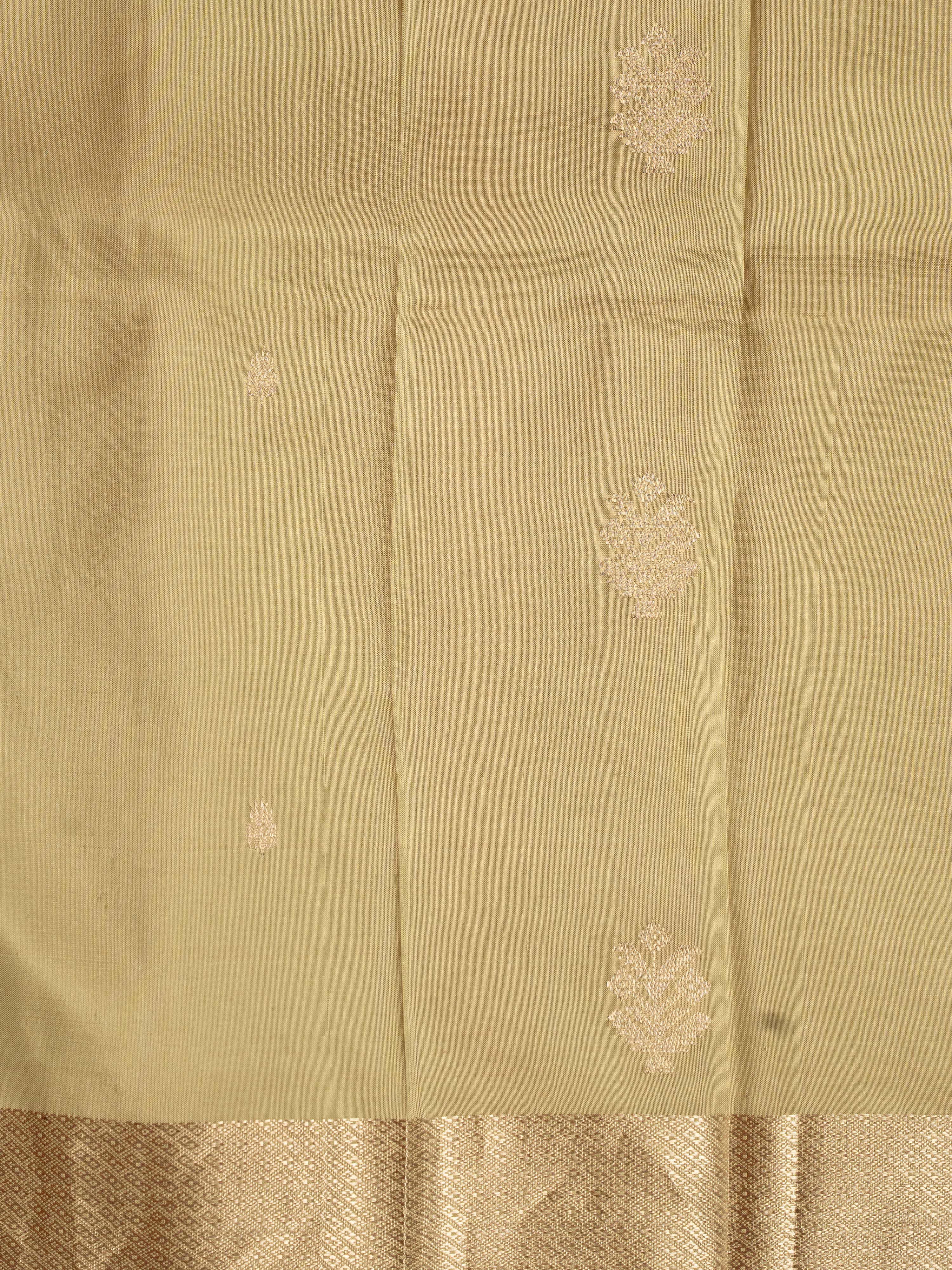 Pista Green Pure Silk Zari Work and Border Saree