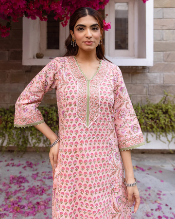 Blush Pink Kurta(Pant And Dupatta Not Included)