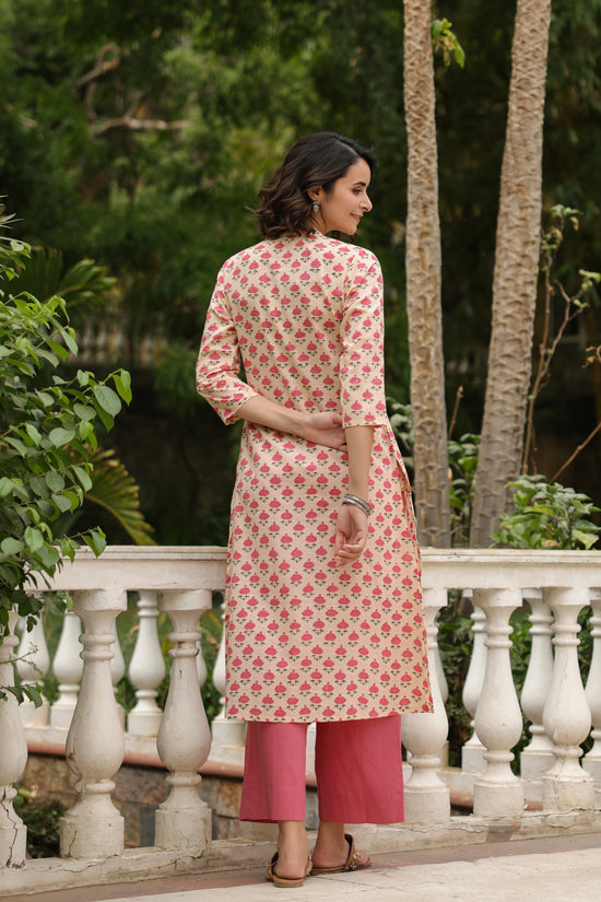 Laya Hanblock Cotton Kurta- Cotton Kurtis