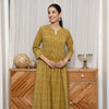 Mustard Colour Cotton Kantha Embroidery Bead Work Handblock Print Kurta For Women's