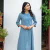 Classic Blue Cotton Kurta Pant Set For Women's
