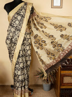 Black Cotton Block Printed Saree
