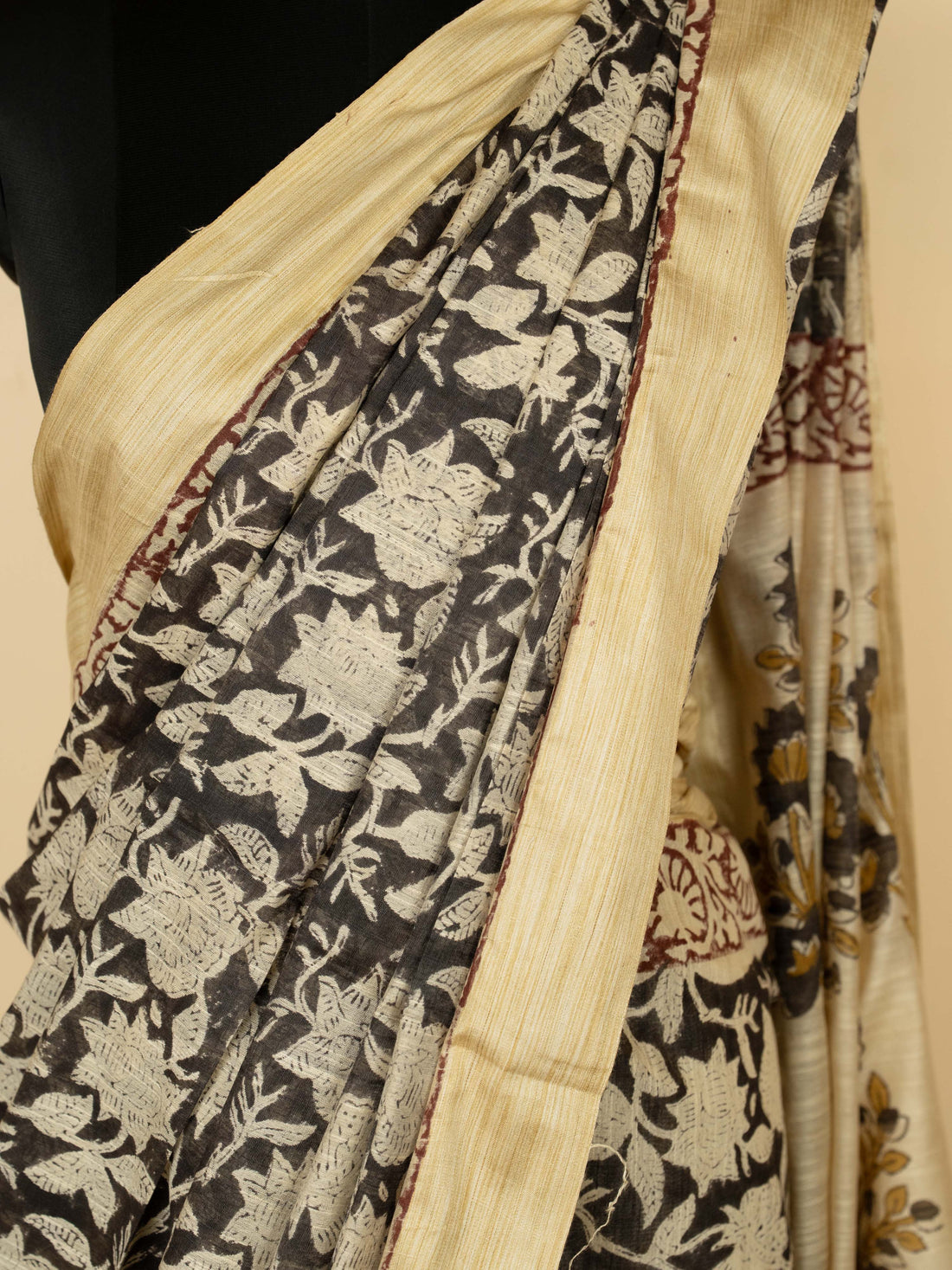 Black Cotton Block Printed Saree