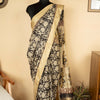 Black Cotton Block Printed Saree