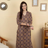 Purple Colour Cotton V-Neck Katha Print Kurta For Women's