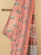 Dusty Pink Chanderi Block Printed Saree