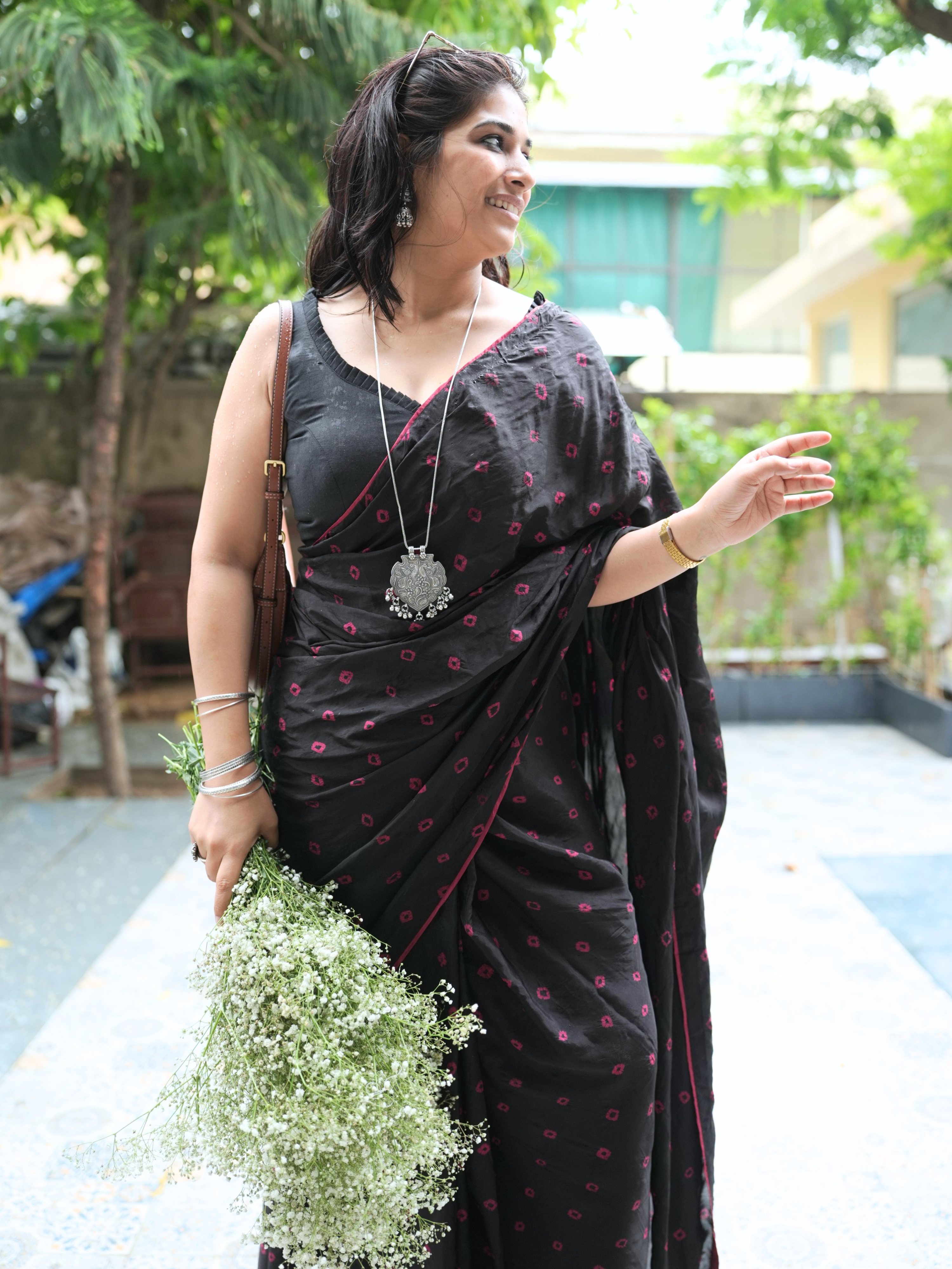 Black Mulberry Silk Saree