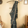 Teal Blue Chanderi Block Printed Saree