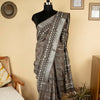 Gray Cotton Block Printed Saree