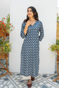 Gray Cotton Printed Kurta For Women's