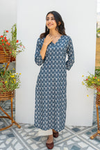 Gray Cotton Printed Kurta For Women's