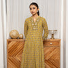 Mustard Colour Cotton Round With V-Neck Hand-Block Print, Kurta For Women's