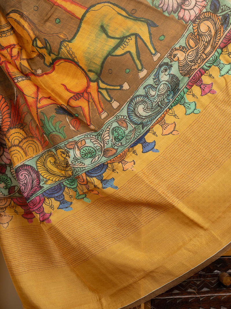 Black Color Chanderi Madhubani style prints Saree