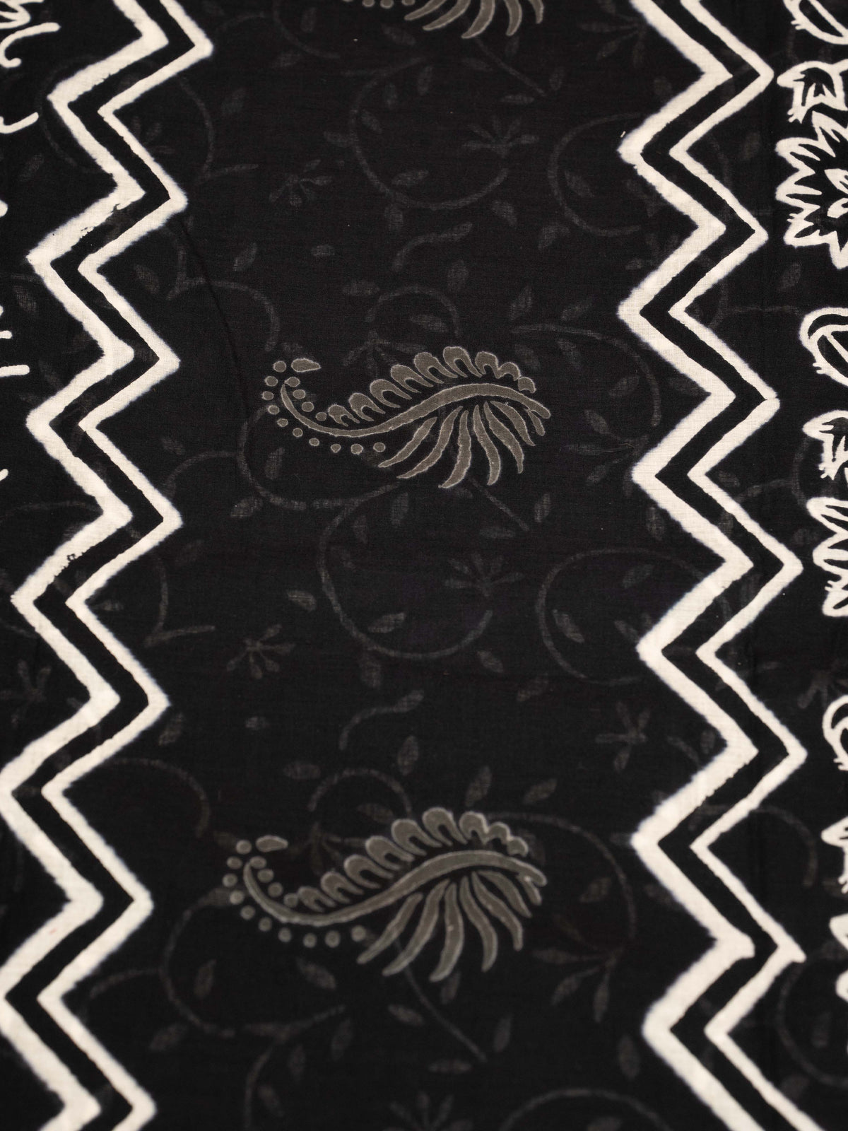 Black Color Cotton Block Printed Saree
