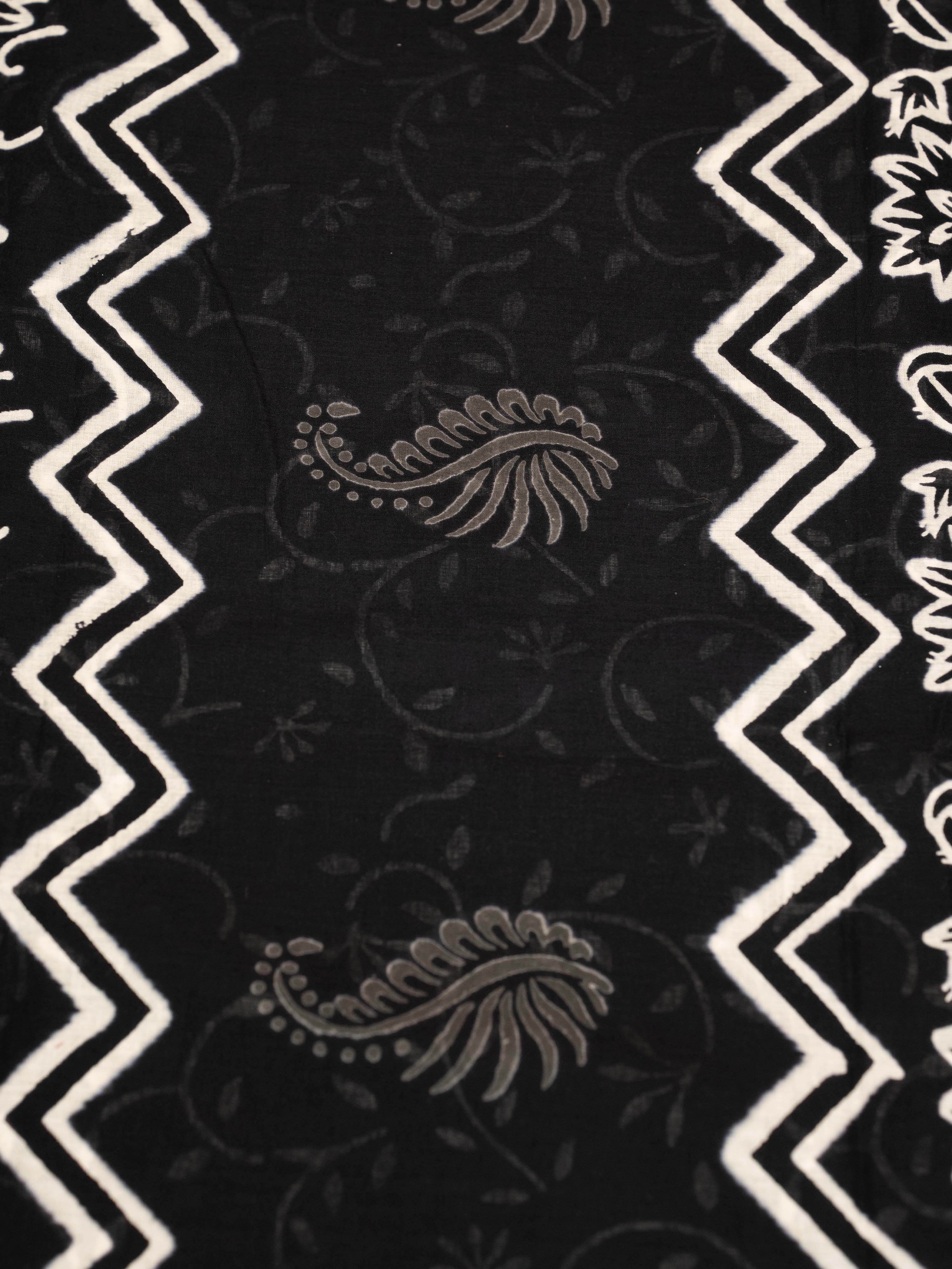 Black Color Cotton Block Printed Saree