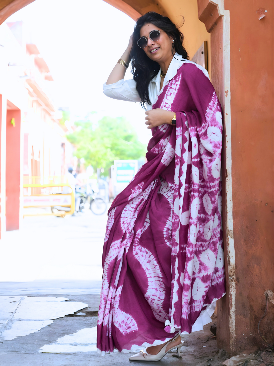 Magenta Tie & Dye Saree