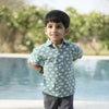 Light Blue Cotton Printed Shirt For Boys