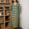 Blue Colour Cotton V-Neck Floral Print Kurta For Women's