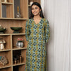 Blue Colour Cotton V-Neck Floral Print Kurta For Women's