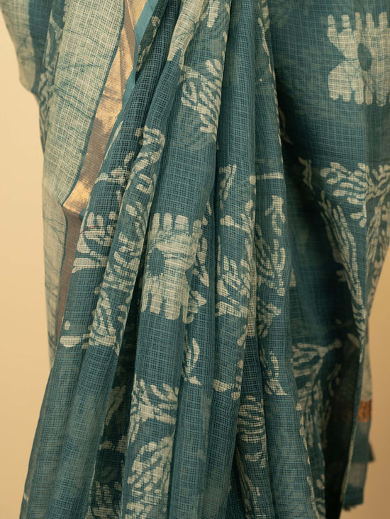 Sage Green Chanderi Block Printed Saree