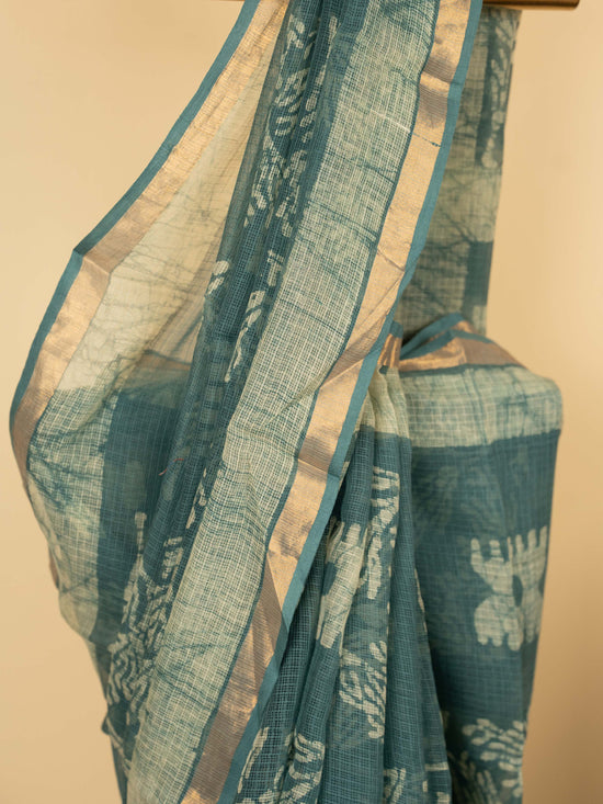 Sage Green Chanderi Block Printed Saree