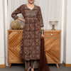 Maroon Cotton Round With V-Neck Kalamkari Kurta Pant For Women's (Dupatta Not Included.)