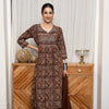 Maroon Cotton Round With V-Neck Kalamkari Kurta Pant For Women's (Dupatta Not Included.)