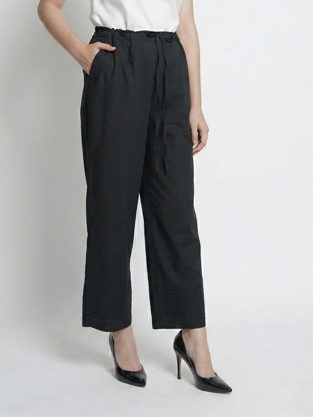 Black Cotton Palazzo For Women's