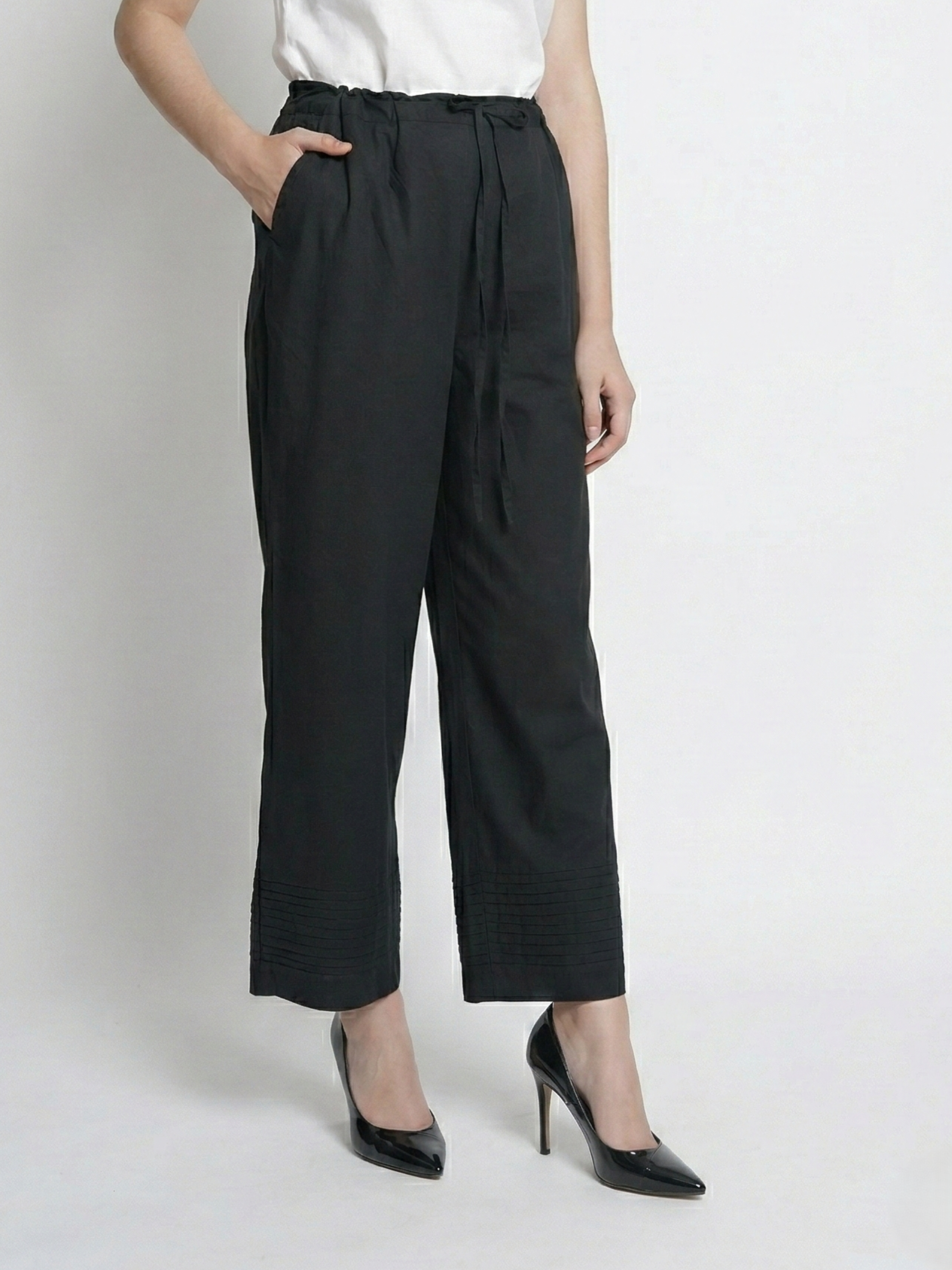 Black Cotton Palazzo For Women's