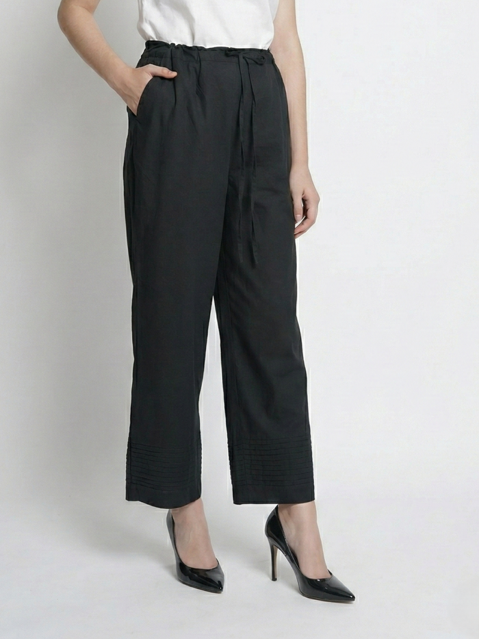 Black Cotton Palazzo For Women's
