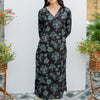 Black Cotton Floral Print Kurta For Women's