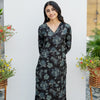Black Cotton Floral Print Kurta For Women's