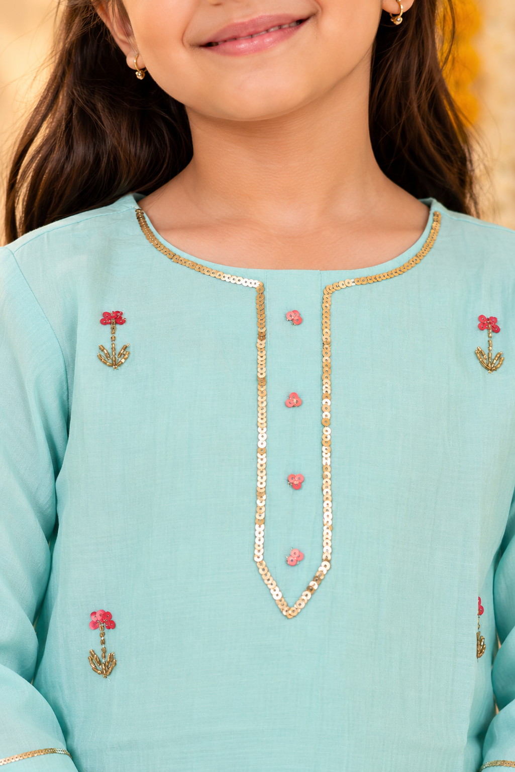 Powder Blue And Pink Kurta palazzo Dupatta Set