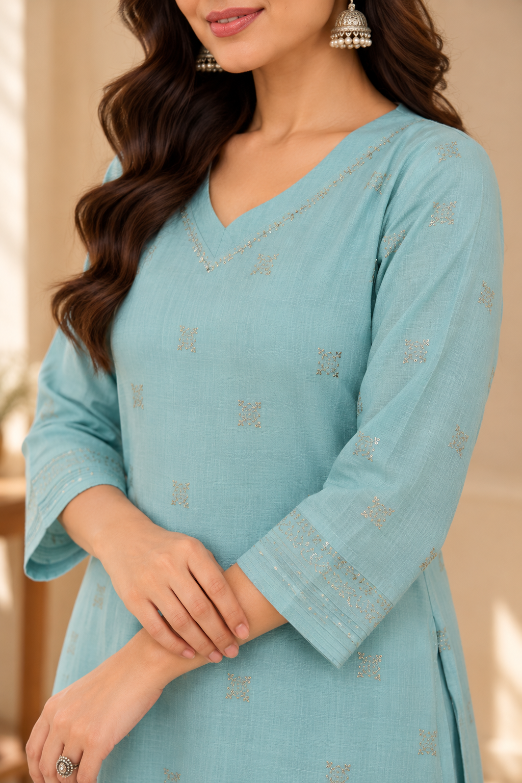 Powder Blue Kurta Dupatta