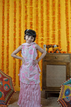 Kids Pink Cotton Kurta Skirt Set