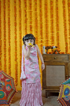 Kids Pink Cotton Kurta Skirt Set