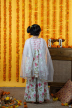 KIds White Printed Kurta Shrara Set For Women's
