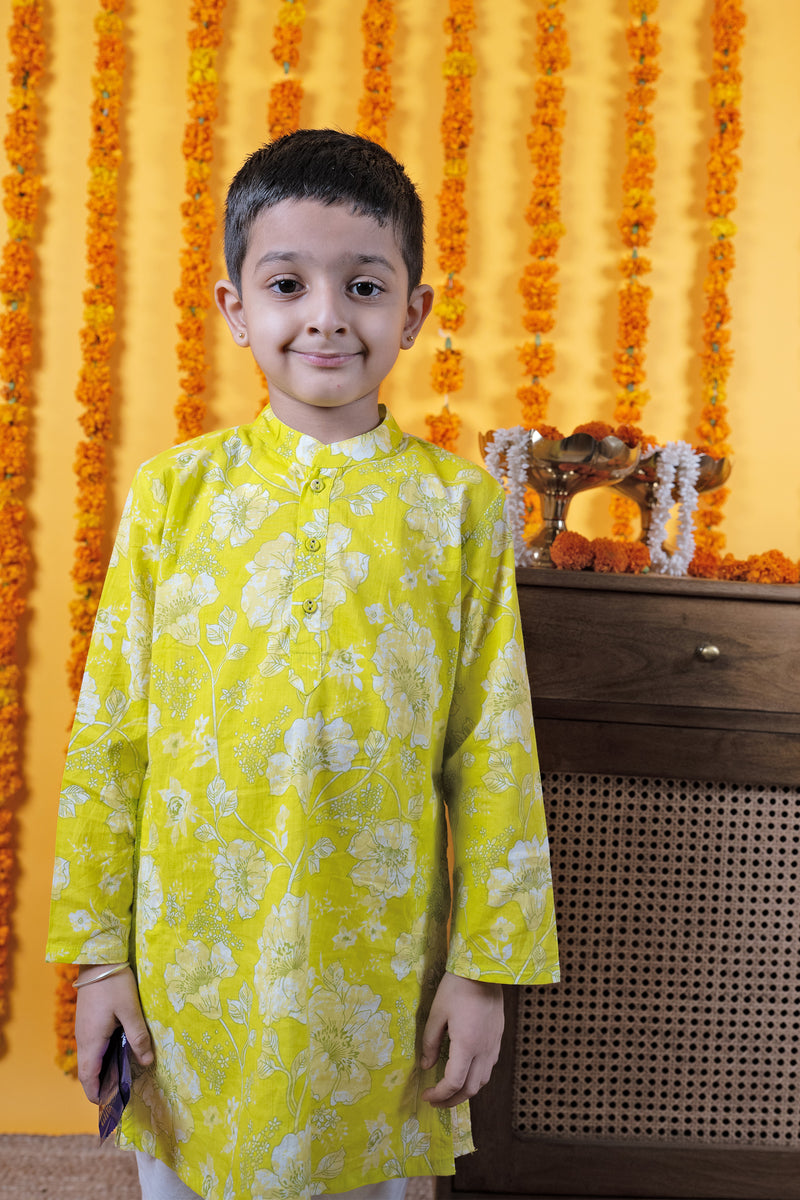 Boys Bright Yellow Cotton Kurta