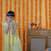 Yellow Cotton Dobby Frock For Kids Girls