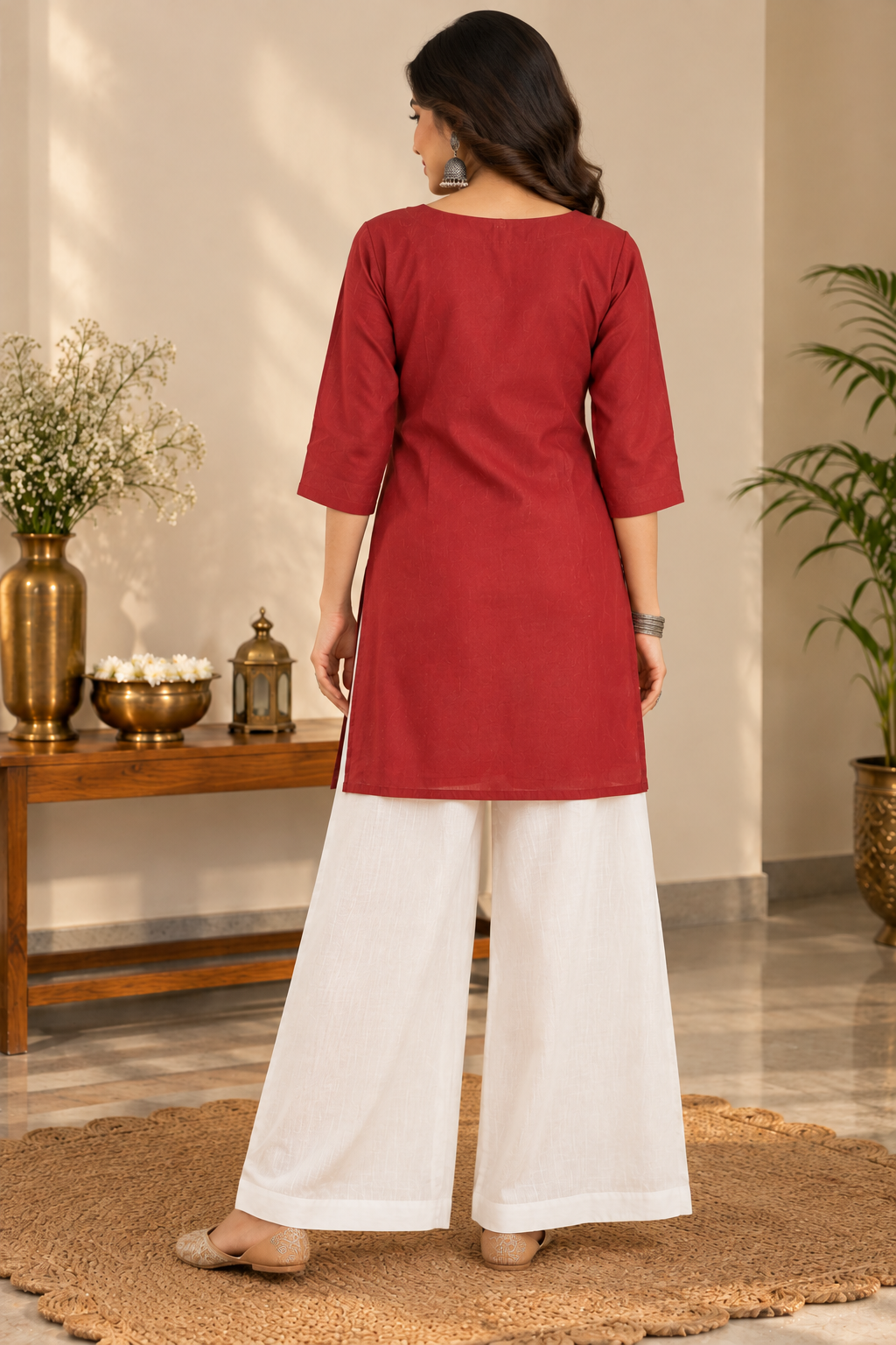 Red Chendari Kurti