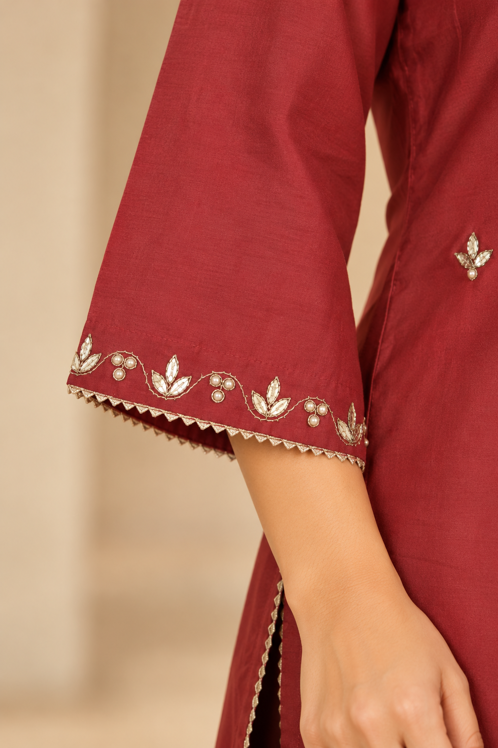 Maroon Dupion Silk Complete Suit Set