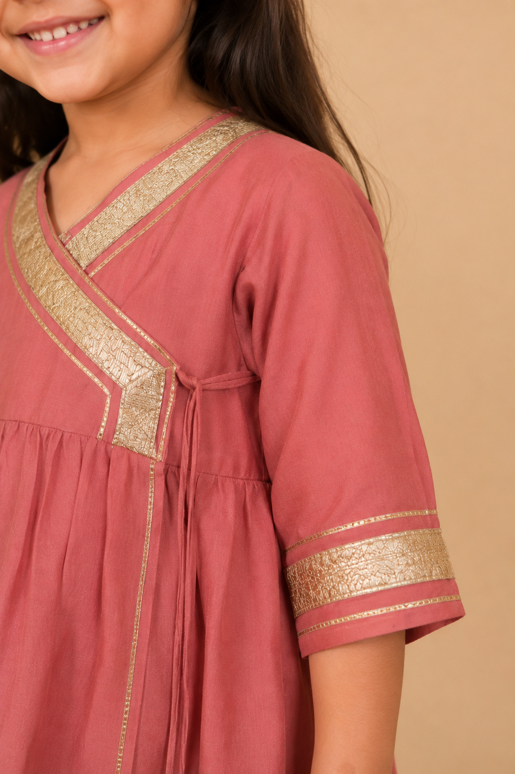 Peach Pink Kurta Pant Dupatta