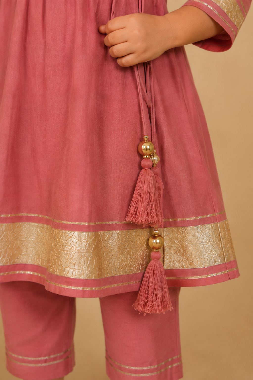 Peach Pink Kurta Pant Dupatta