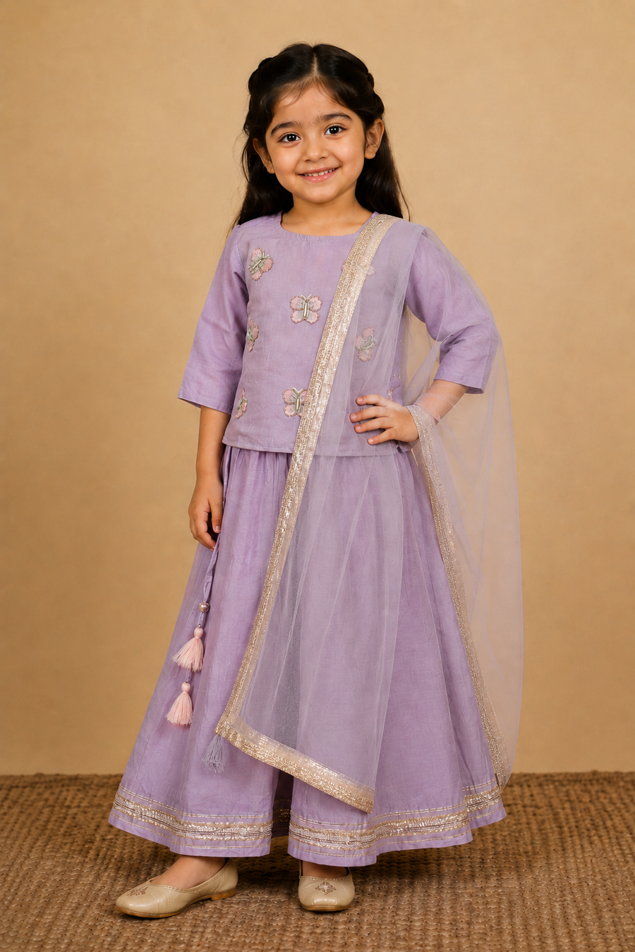 Lavender Kurta Skirt Dupatta