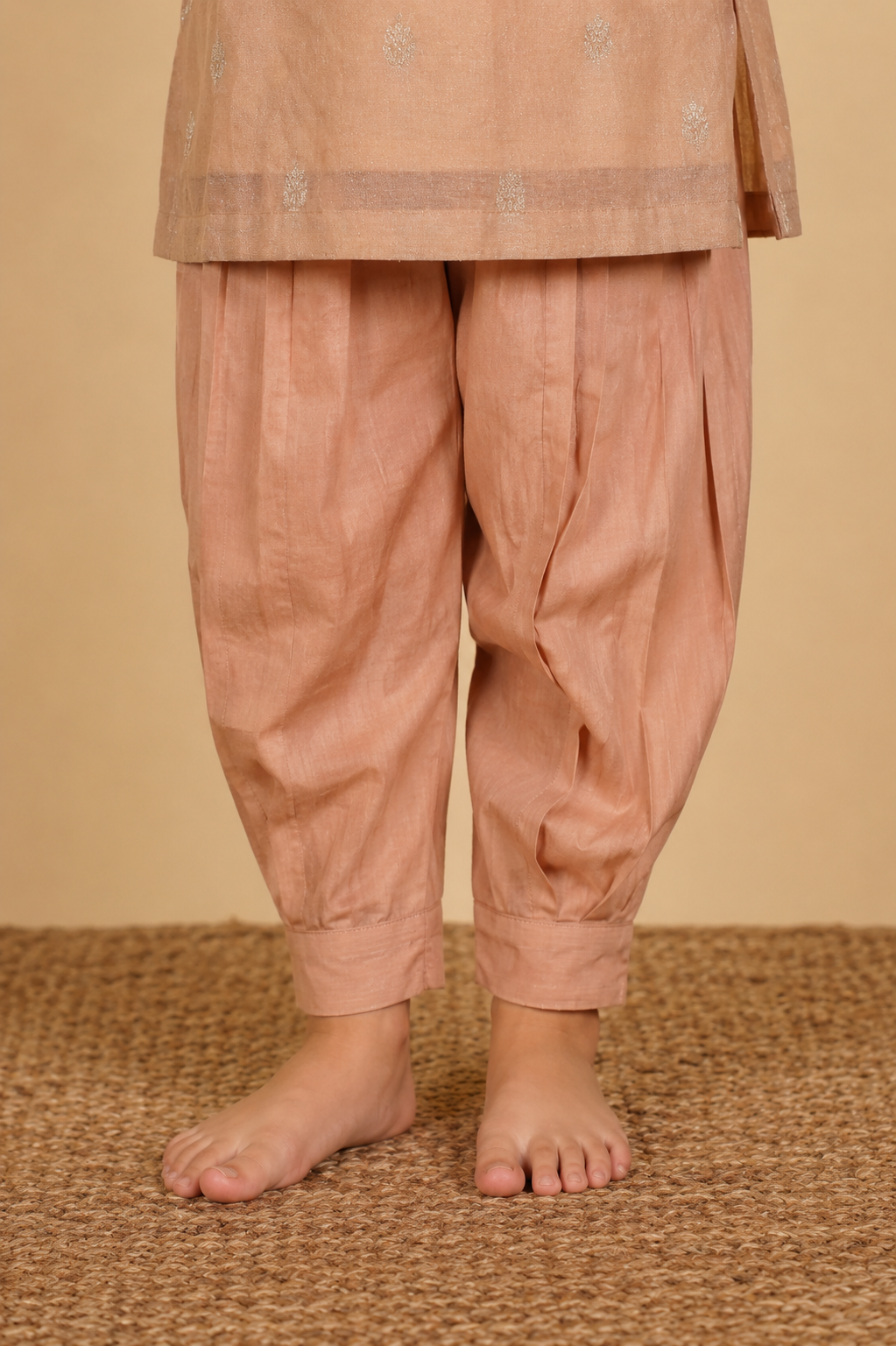Beige & Pink Kurta Dhoti With Dupatta