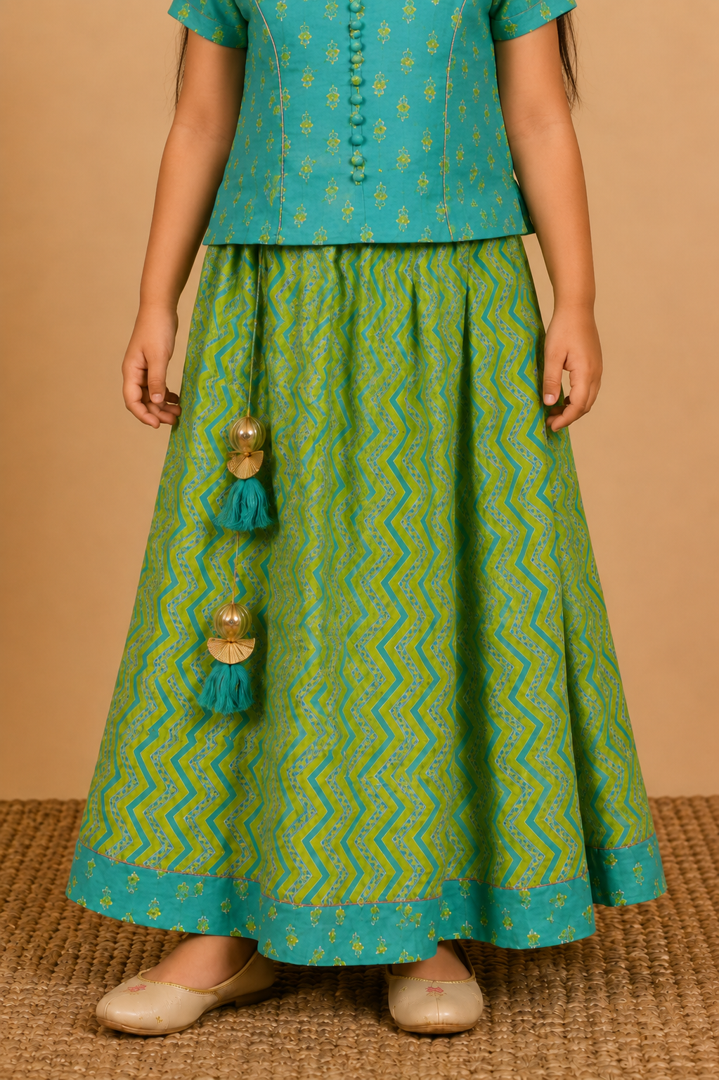 Lime Green Kurta Skirt Dupatta